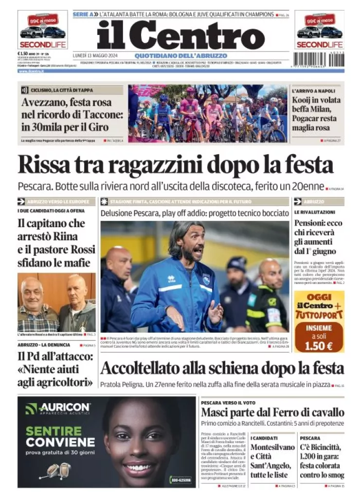 Prima-pagina-il centro-oggi-edizione-del-2024-05-13